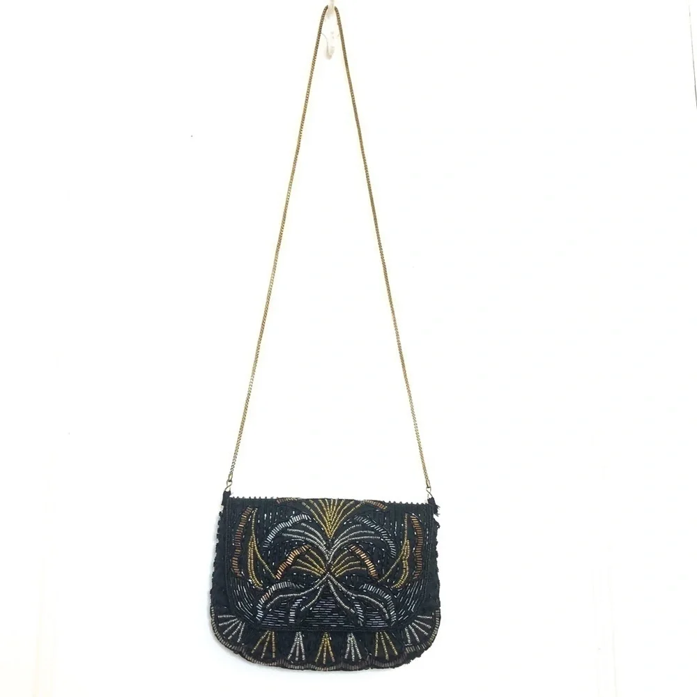 Vintage Imperial Fashion Beaded Long Strap Small Crossbody